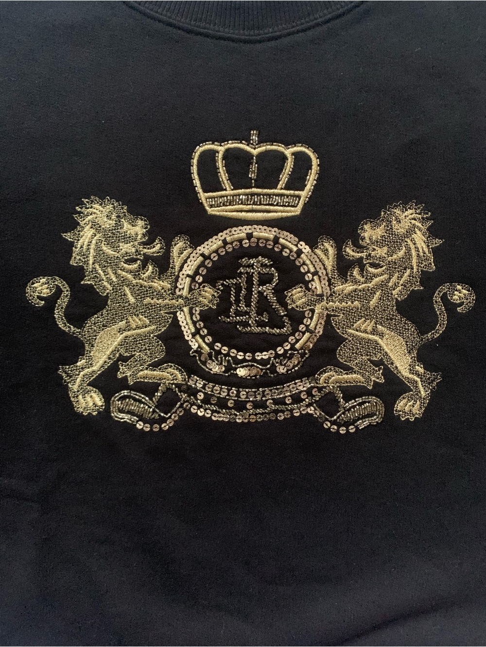 Ralph Lauren Black Crewneck Sweater with Gold Crest Embroidery - Picture 3 of 5
